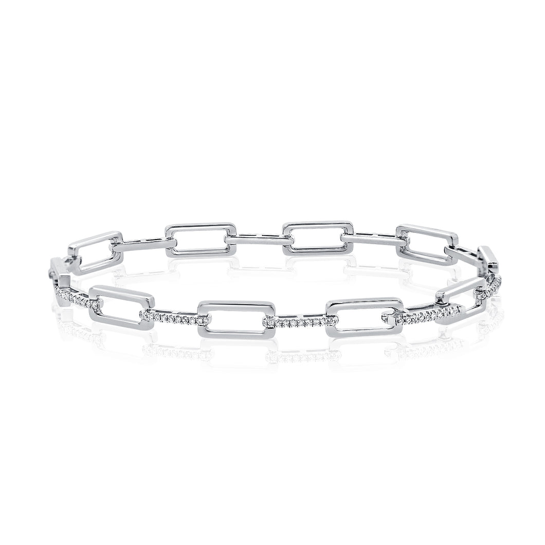 14k Gold & Diamond Rectangle Link Bracelet