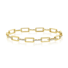 Load image into Gallery viewer, 14k Gold &amp; Diamond Rectangle Link Bracelet