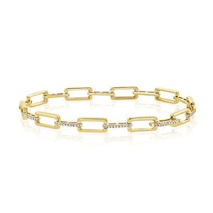 14k Gold & Diamond Rectangle Link Bracelet