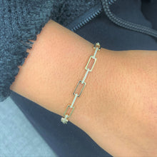 Load image into Gallery viewer, 14k Gold &amp; Diamond Rectangle Link Bracelet