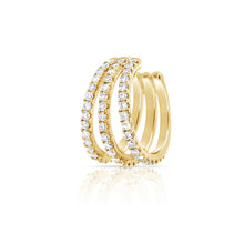 Load image into Gallery viewer, 14k Gold &amp; Diamond Triple Row Single Earring Cuff