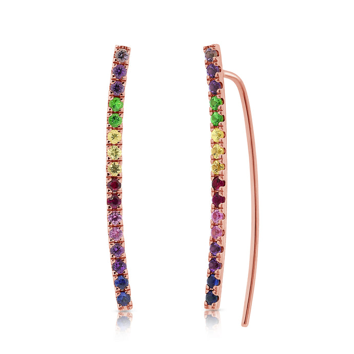 14K Gold & Multi-Sapphire Ear Climber Earrings