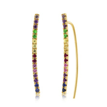 Load image into Gallery viewer, 14K Gold &amp; Multi-Sapphire Ear Climber Earrings