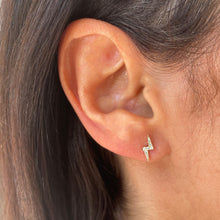 Load image into Gallery viewer, 14k Gold &amp; Diamond Lightning Bolt Stud Earrings