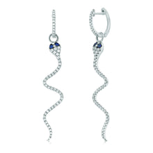 Load image into Gallery viewer, 14k Gold Sapphire &amp; Diamond Snake Earrings