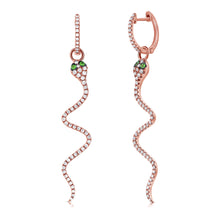 Load image into Gallery viewer, 14k Gold &amp; Diamond Snake Dangle Earrings