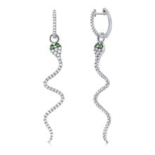 Load image into Gallery viewer, 14k Gold &amp; Diamond Snake Dangle Earrings