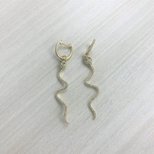 Load image into Gallery viewer, 14k Gold &amp; Diamond Snake Dangle Earrings