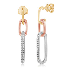 Load image into Gallery viewer, 14k Gold &amp; Diamond Link Drop Earrings