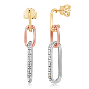 14k Gold & Diamond Link Drop Earrings
