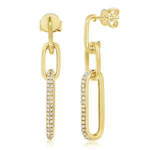 14k Gold & Diamond Link Drop Earrings