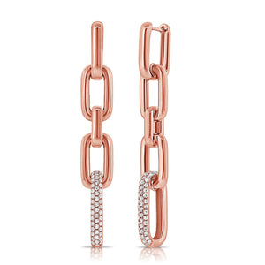 14k Gold & Diamond Paperclip Link Earrings