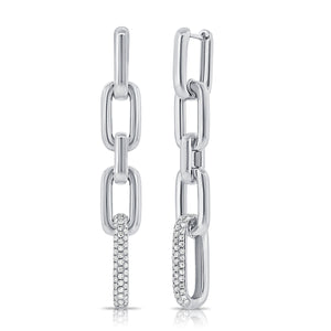 14k Gold & Diamond Paperclip Link Earrings