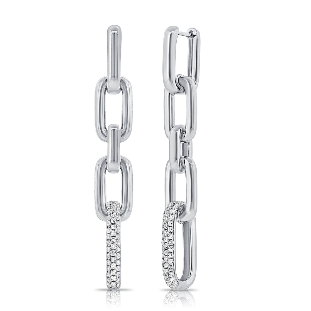 14k Gold & Diamond Paperclip Link Earrings