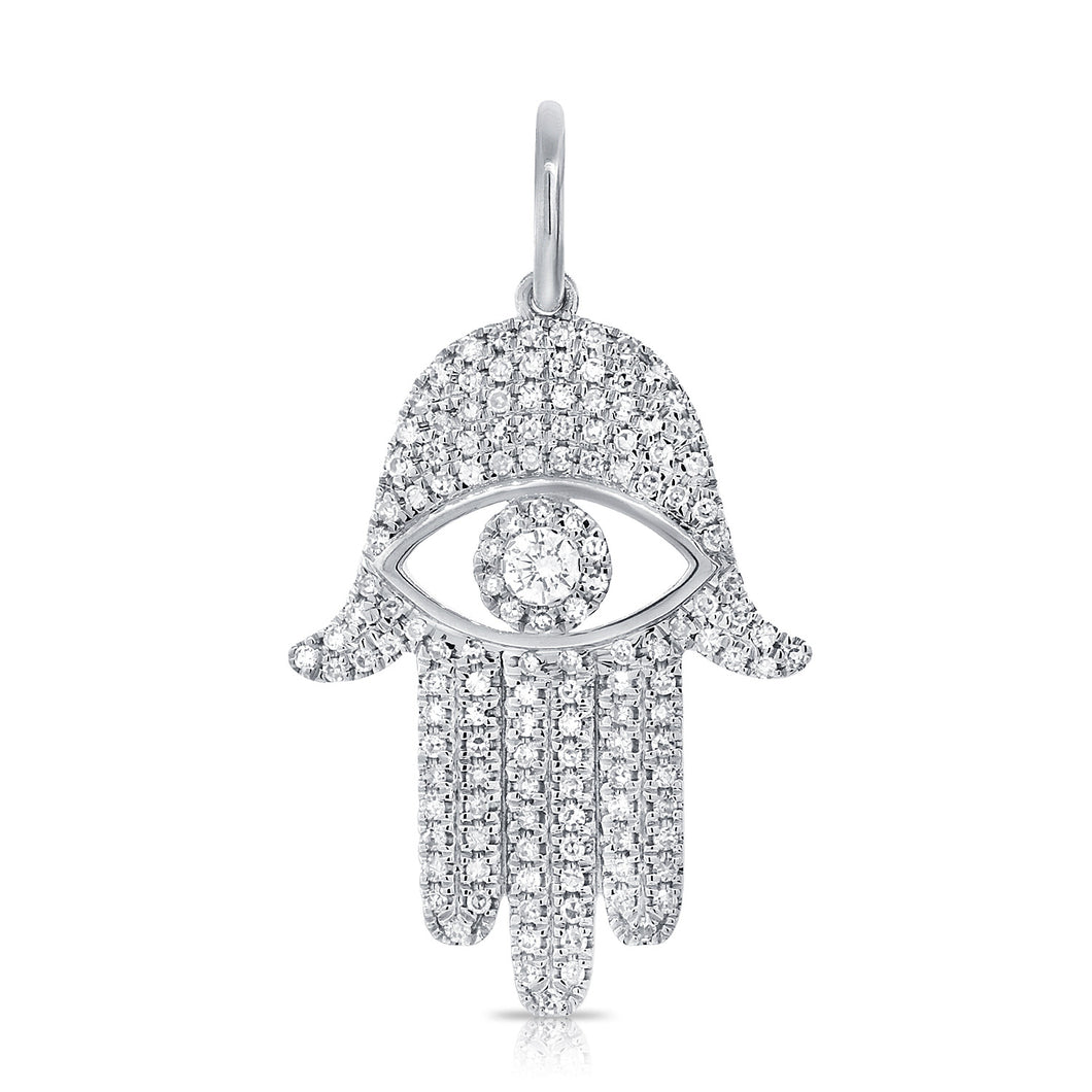 14k Gold & Diamond Evil Eye Hand Charm