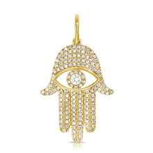 Load image into Gallery viewer, 14k Gold &amp; Diamond Evil Eye Hand Charm