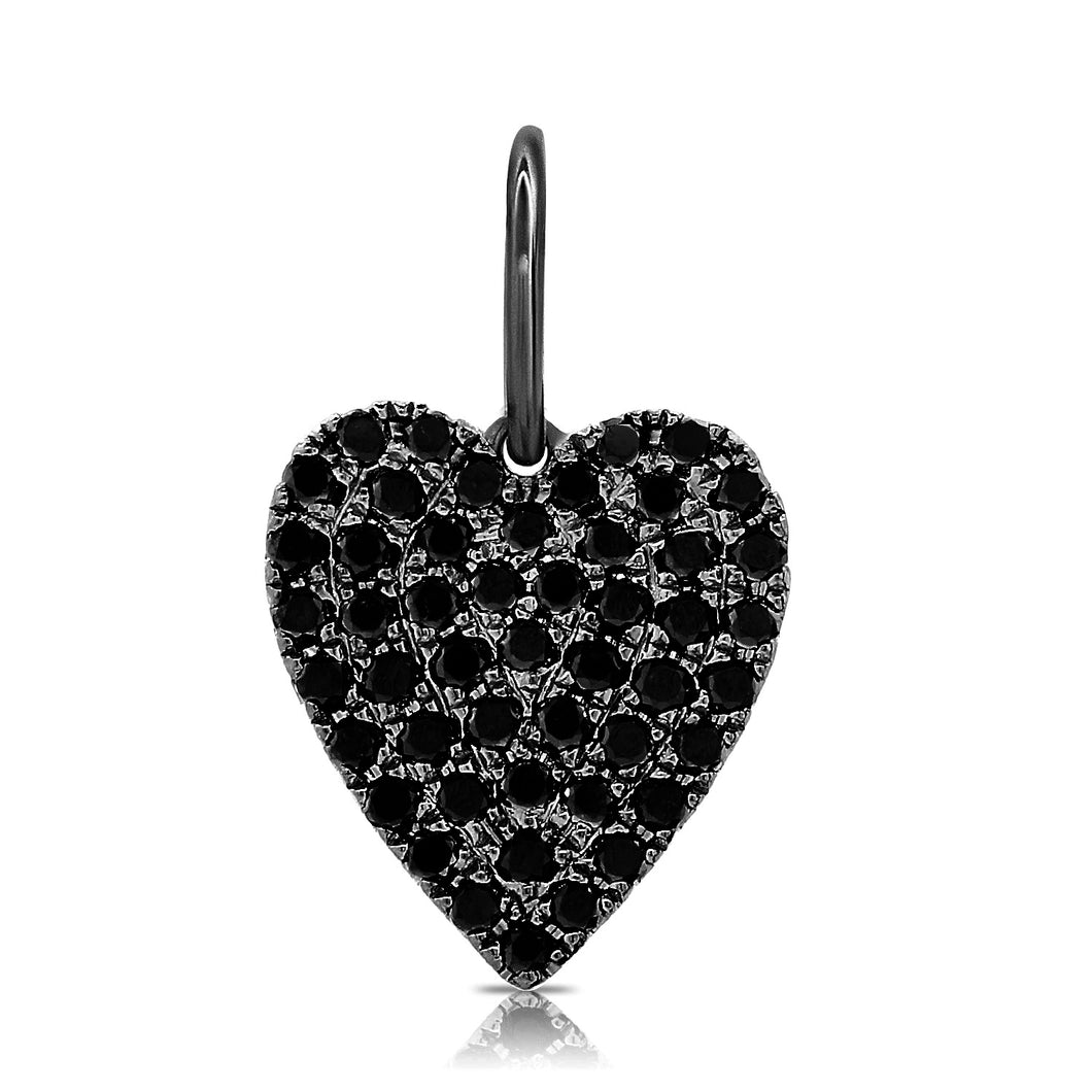 14k Gold & Black Diamond Heart Charm