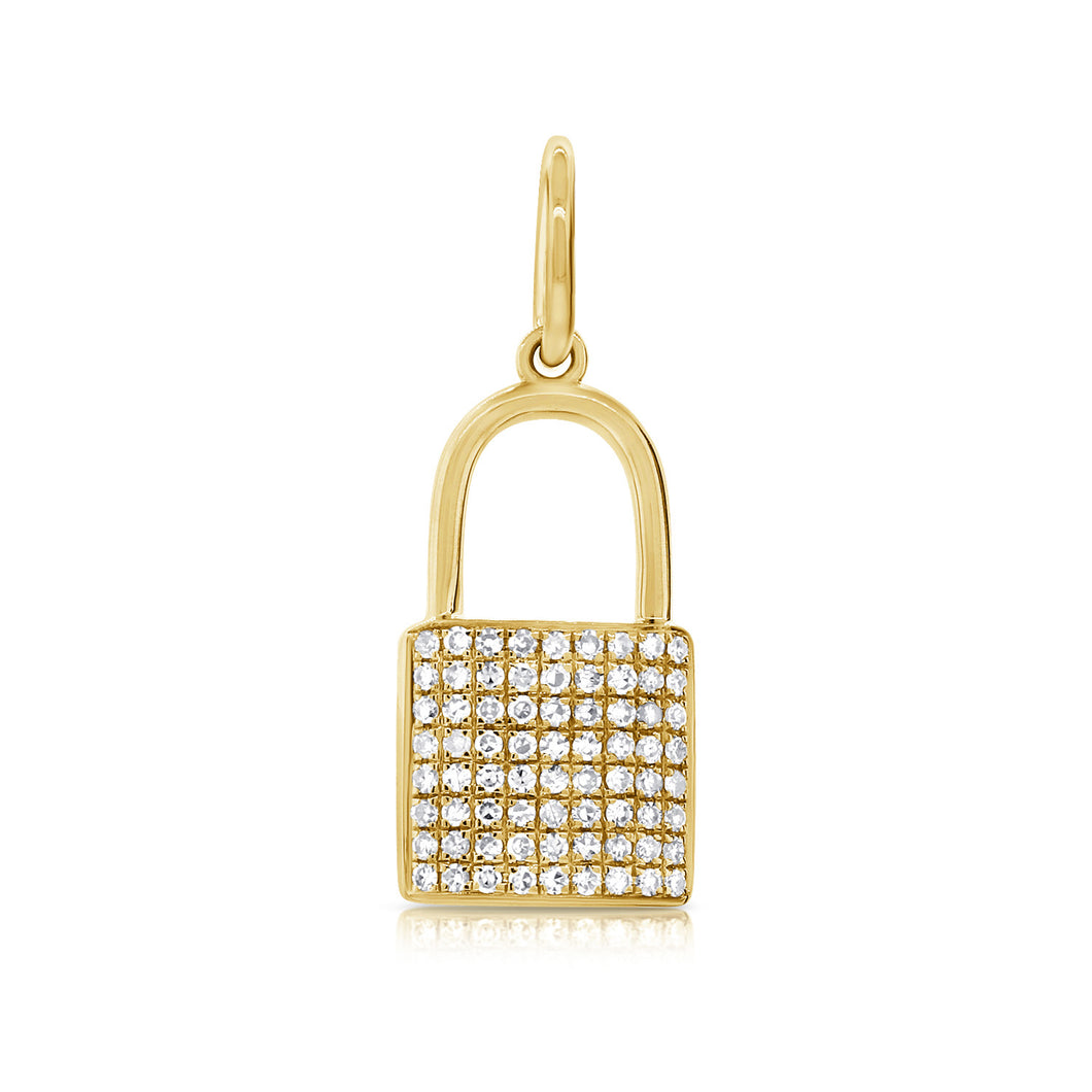 14k Gold and Diamond Lock and Key Necklace