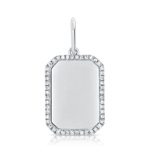 14k Gold & Diamond Dog Tag Charm