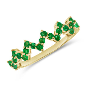 14k Gold & Green Emerald Heartbeat Ring