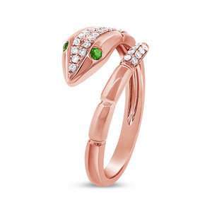 14k Gold & Diamond Snake Ring