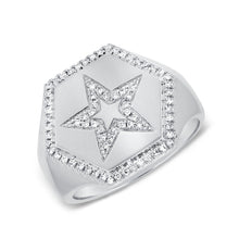 Load image into Gallery viewer, 14K Gold &amp; Diamond Star Signet Ring