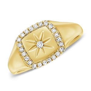 14k Gold & Diamond Signet Ring
