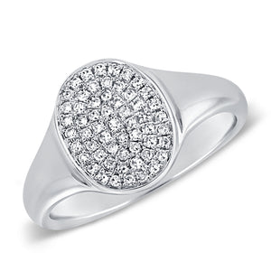 14k Gold & Diamond Oval Signet Ring