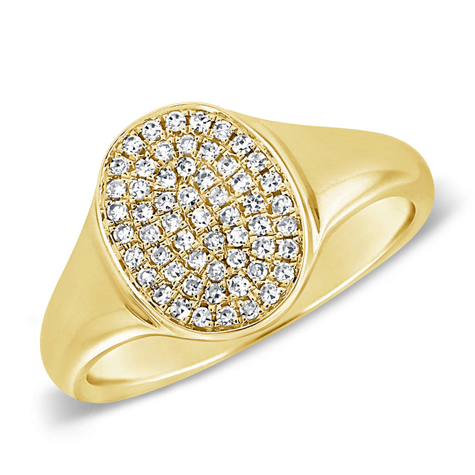14k Gold & Diamond Oval Signet Ring