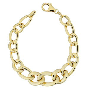 14k Gold Graduated Twist Puffed Oval Link Bracelet