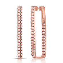 Load image into Gallery viewer, 14k Gold &amp; Diamond Rectangle Hoops