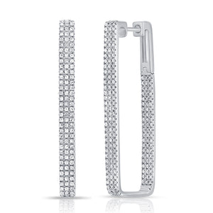 14k Gold & Diamond Rectangle Hoops
