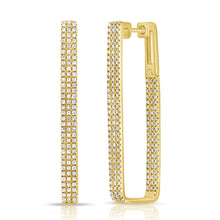 Load image into Gallery viewer, 14k Gold &amp; Diamond Rectangle Hoops