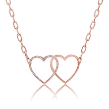 Load image into Gallery viewer, 14K Gold &amp; Diamond Double Heart Necklace