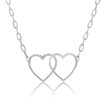 Load image into Gallery viewer, 14K Gold &amp; Diamond Double Heart Necklace