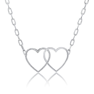 14K Gold & Diamond Double Heart Necklace