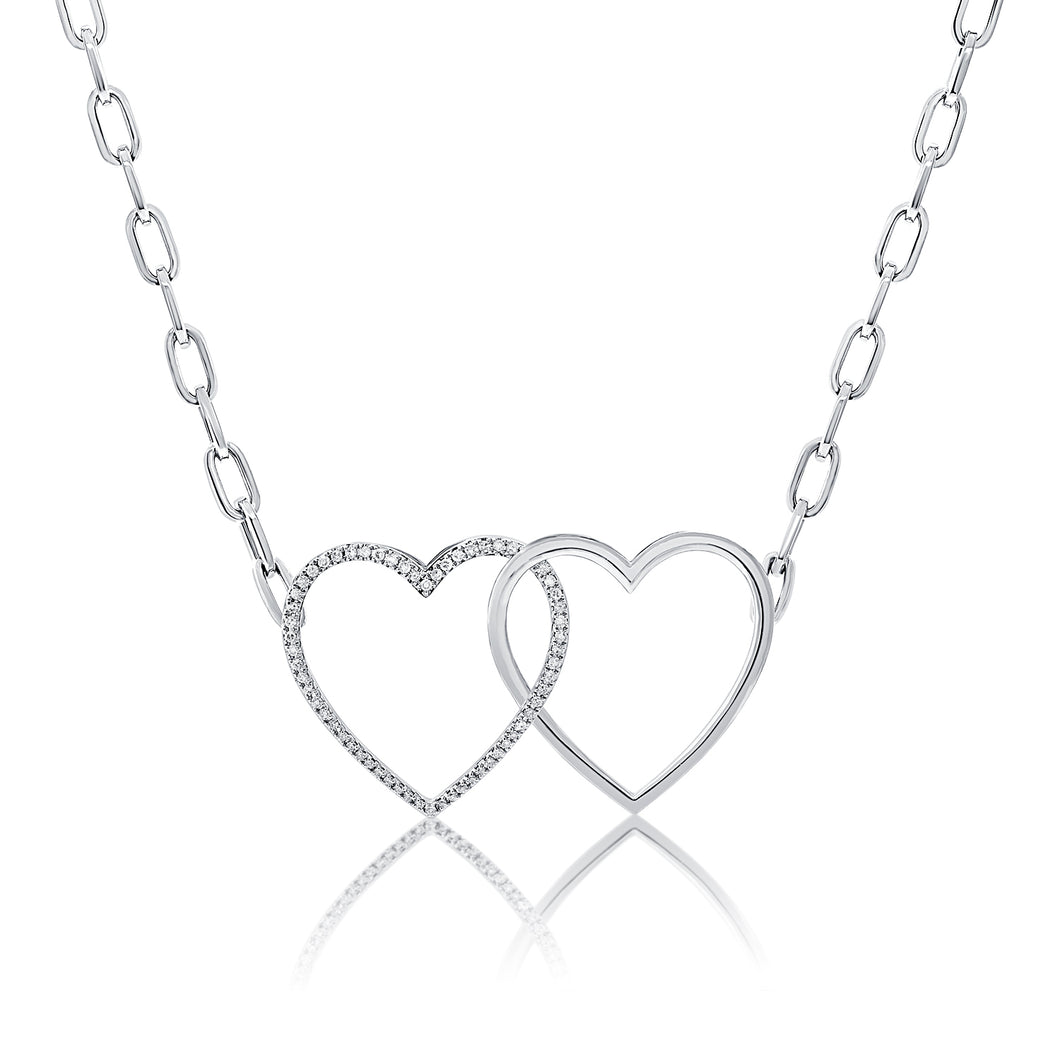 14K Gold & Diamond Double Heart Necklace