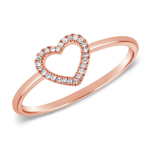 14k Gold & Diamond Open Heart Ring