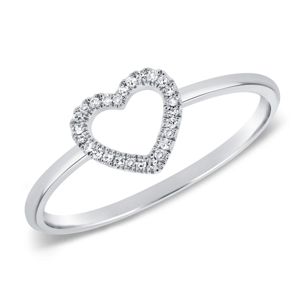 14k Gold & Diamond Open Heart Ring