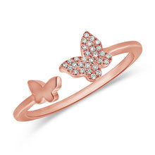 Load image into Gallery viewer, 14k Gold &amp; Diamond Open Butterfly Ring