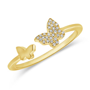 14k Gold & Diamond Open Butterfly Ring