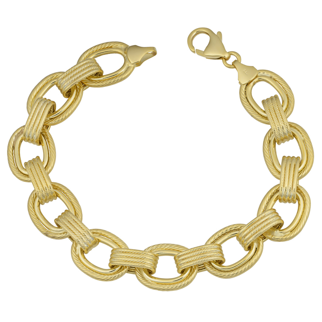 14k Gold Textured Open Link Bracelet