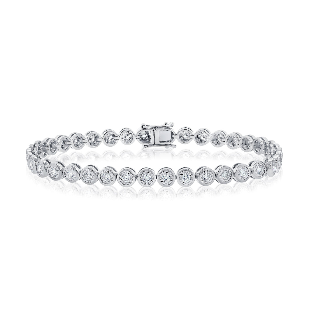 14k Gold Bezel Diamond Tennis Bracelet