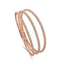 Load image into Gallery viewer, 14K Gold &amp; Diamond 3-Row Flexible Bangle