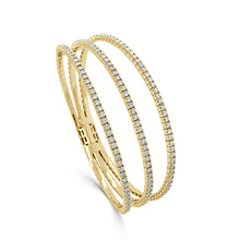 Load image into Gallery viewer, 14K Gold &amp; Diamond 3-Row Flexible Bangle