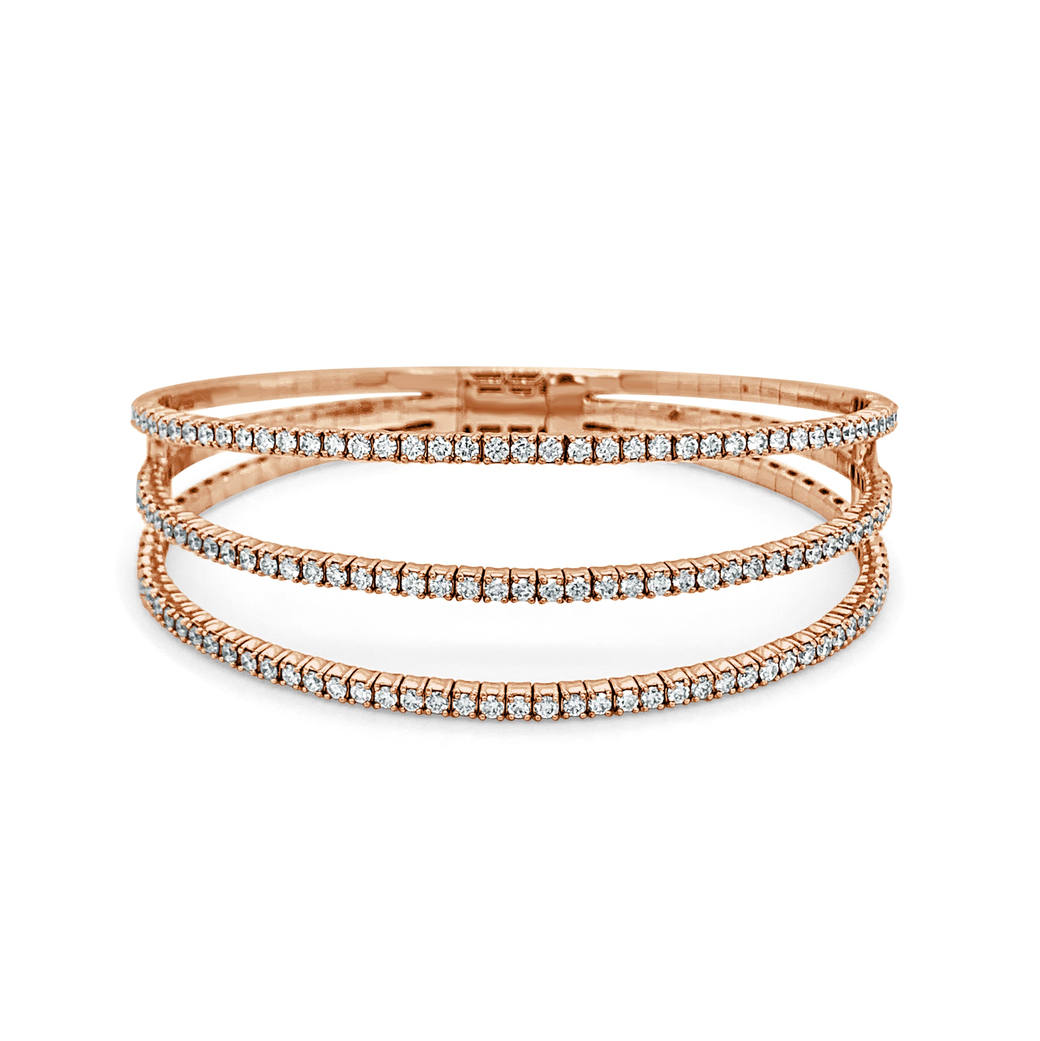 14K Gold Spaced Out Diamond Bangle Rose Gold