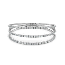 Load image into Gallery viewer, 14K Gold &amp; Diamond 3-Row Flexible Bangle