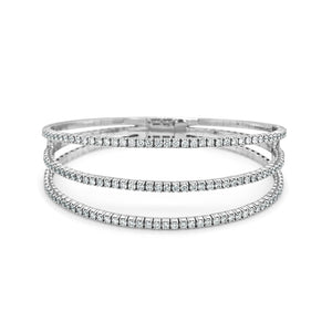 14K Gold & Diamond 3-Row Flexible Bangle
