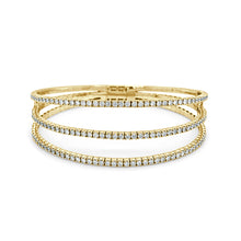 Load image into Gallery viewer, 14K Gold &amp; Diamond 3-Row Flexible Bangle