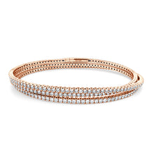 Load image into Gallery viewer, 14k Gold &amp; Diamond Flexible 3-Row Bangle
